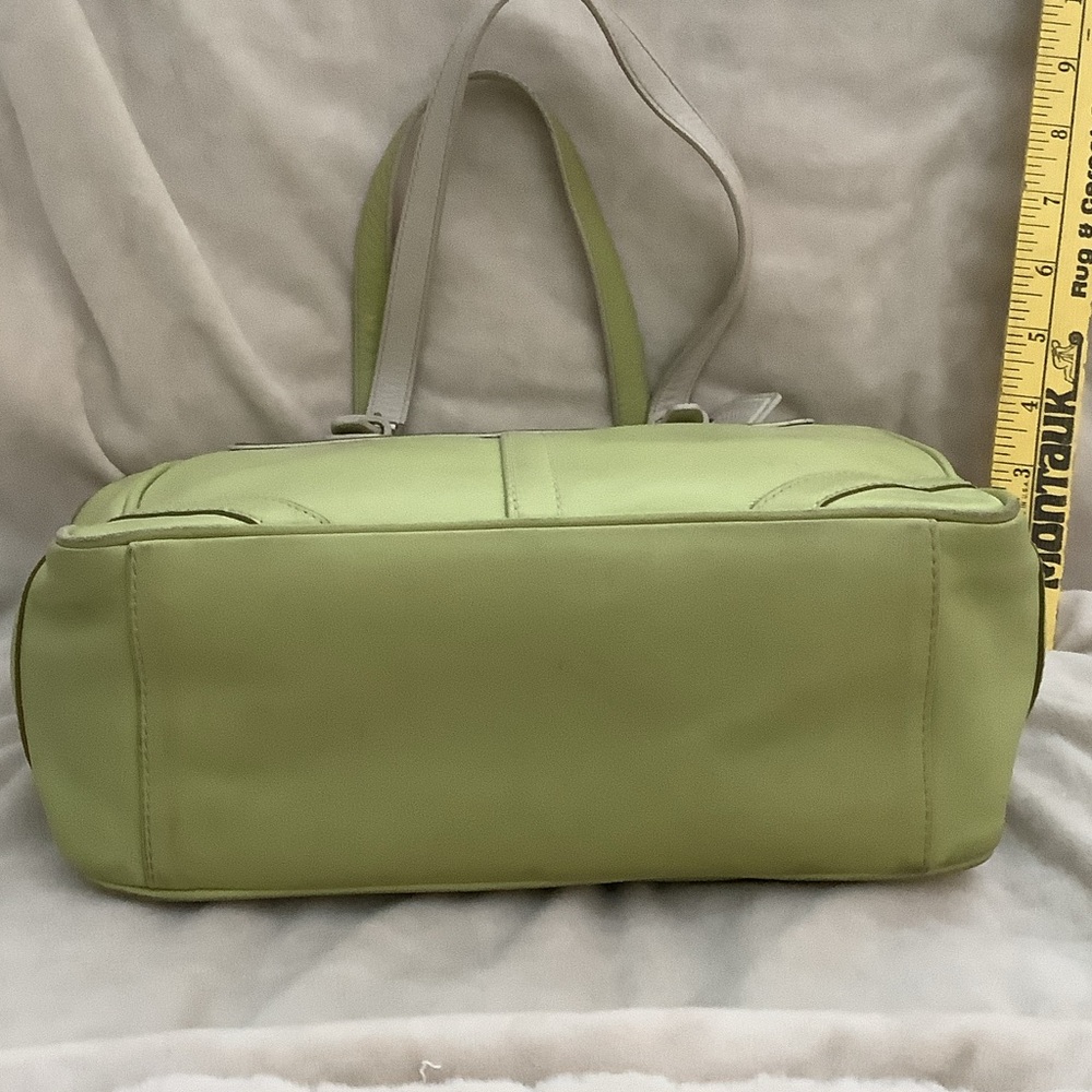 Coach Lime Green Tote Bag with bone Accents - Picture 3 of 6
